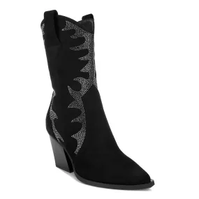 Embellished Rhinestones Calf Boots