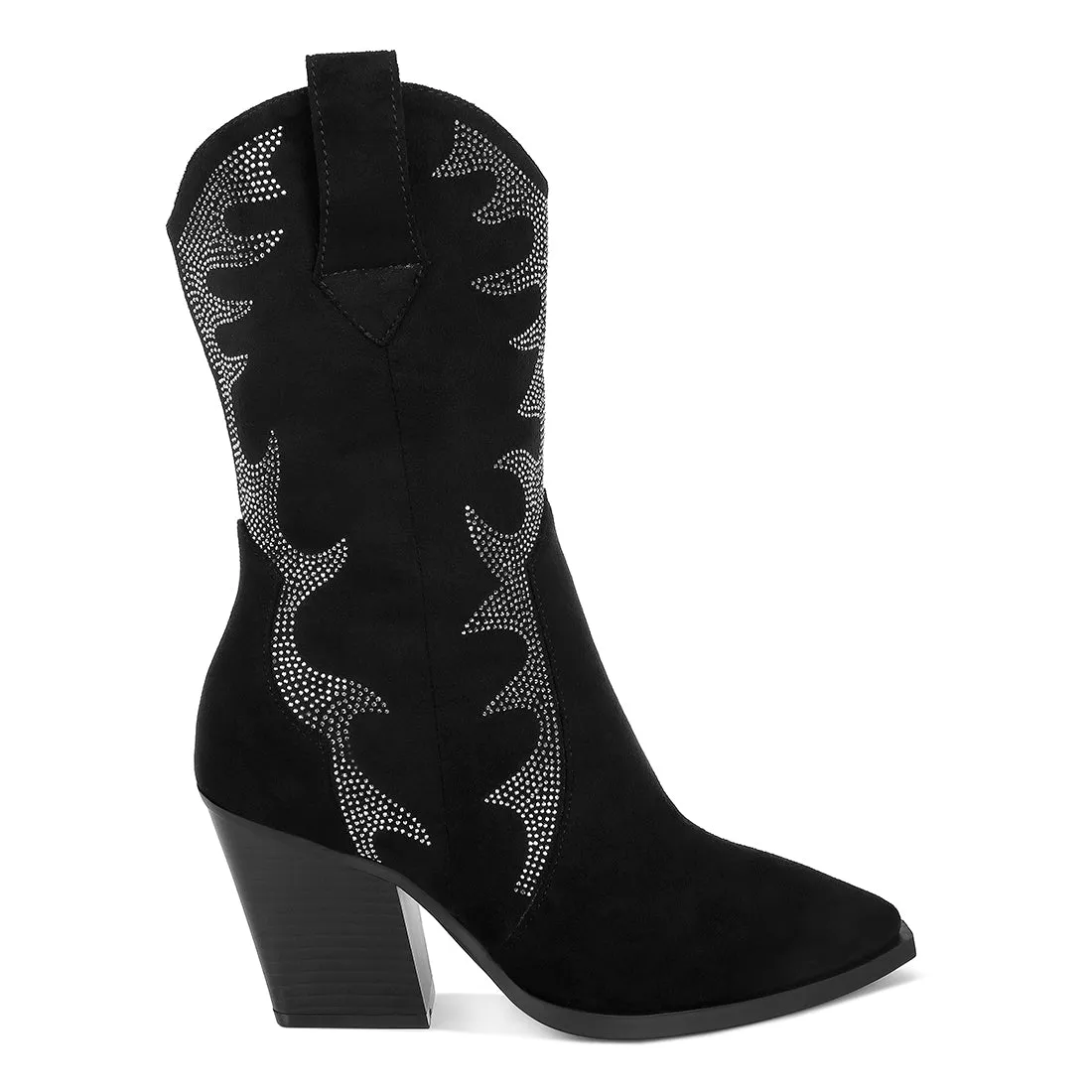 Embellished Rhinestones Calf Boots