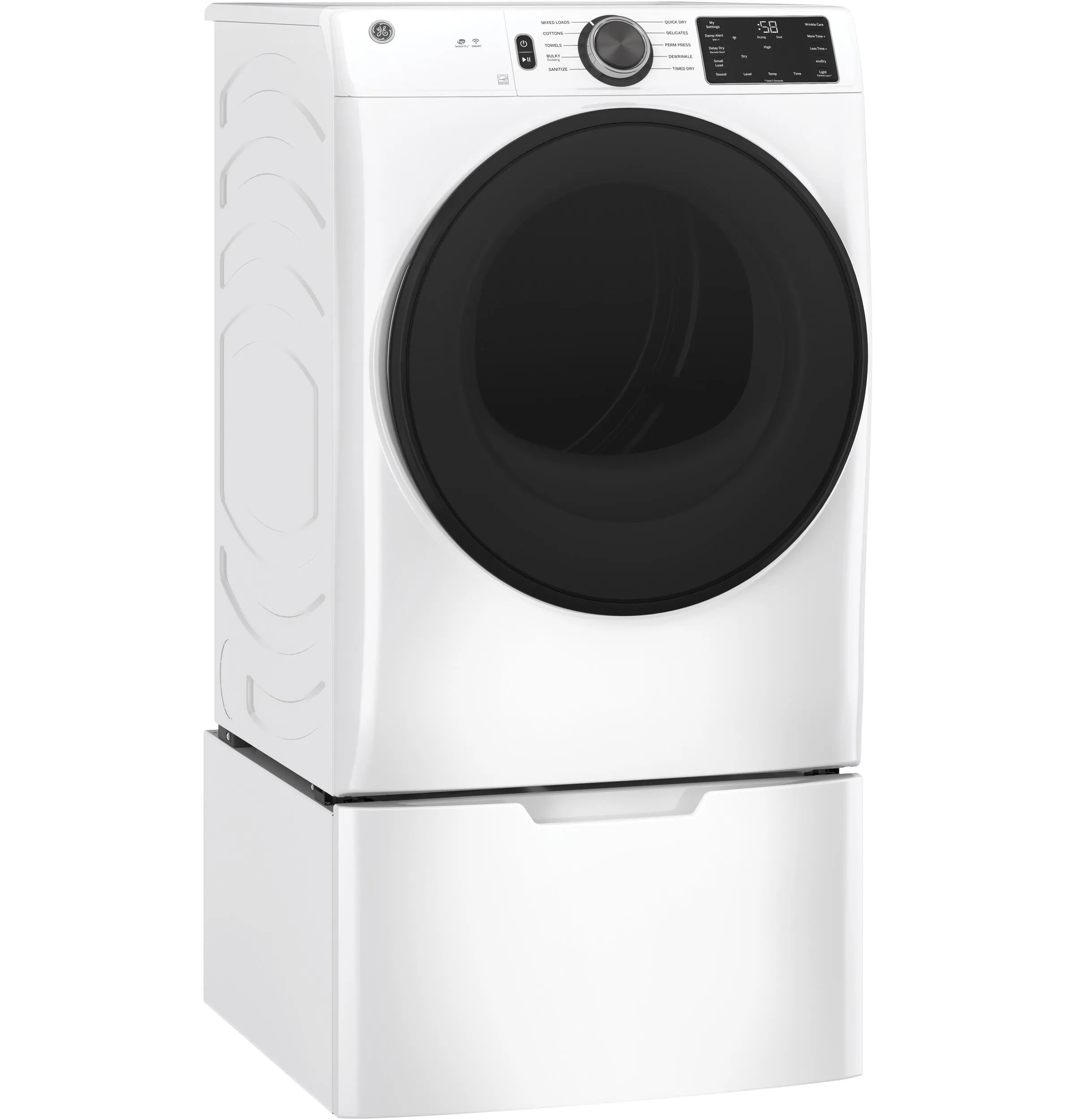 GFD55GSSNWW GE® ENERGY STAR® 7.8 cu. ft. Capacity Smart Front Load Gas Dryer with Sanitize Cycle