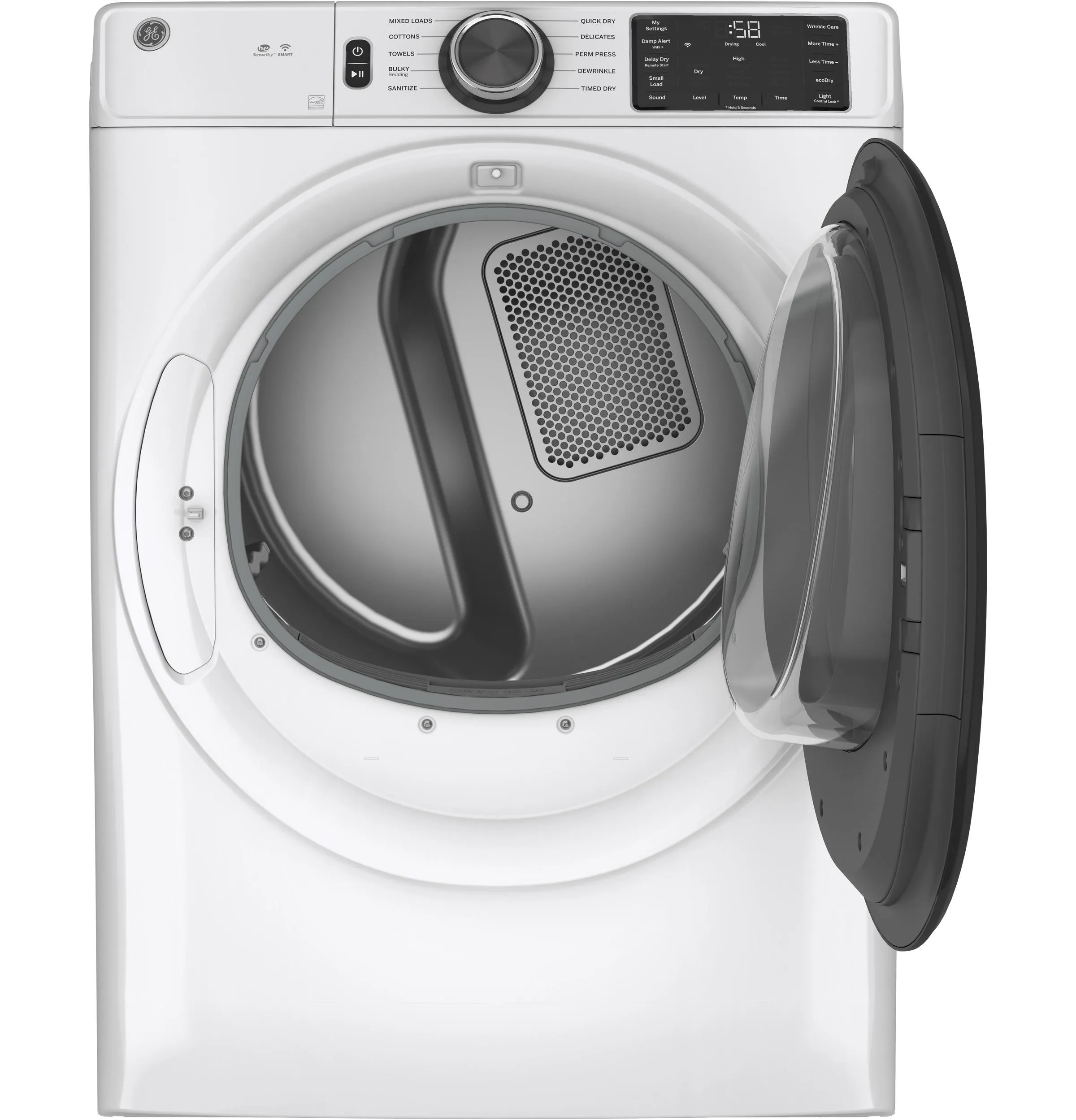 GFD55GSSNWW GE® ENERGY STAR® 7.8 cu. ft. Capacity Smart Front Load Gas Dryer with Sanitize Cycle