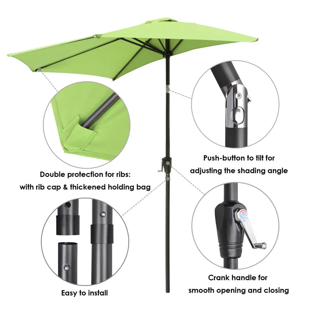 Half Umbrella with Tilt 10ft 5-Rib