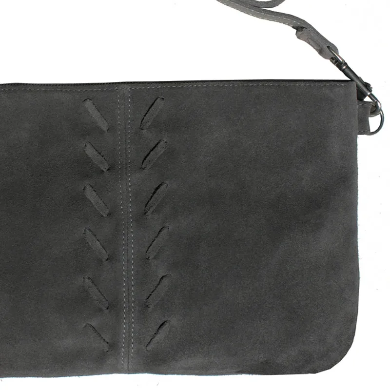 Laced Detail Bag - Grey Suede