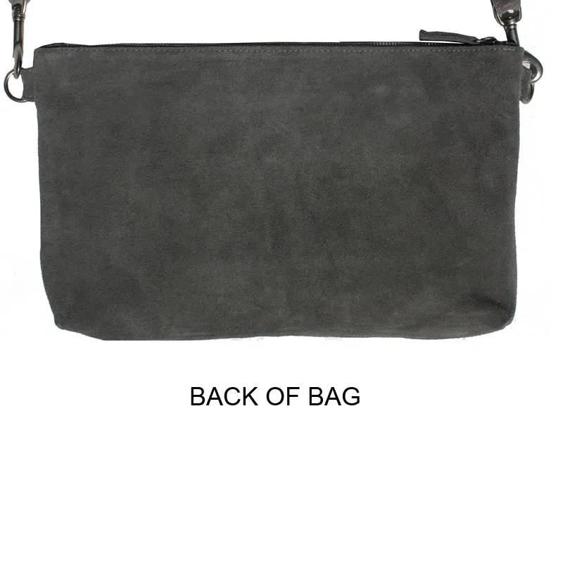 Laced Detail Bag - Grey Suede