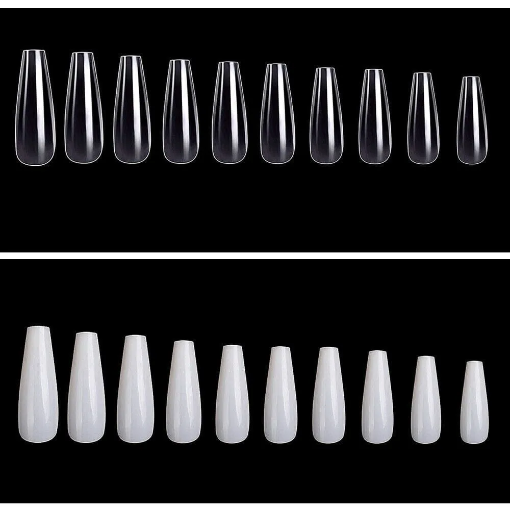 LONG COFFIN Nail Tips - Tray 100ct