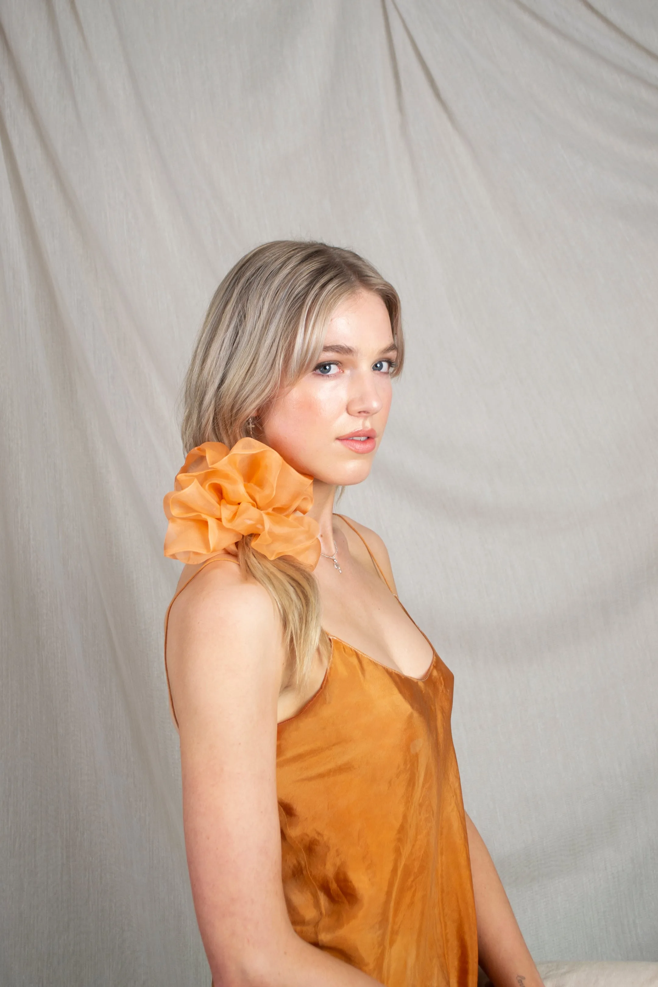 Mega Scrunchie in Marigold Silk Organza