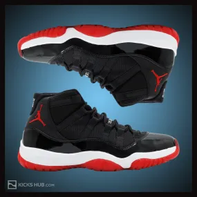 Nike Mens Air Jordan 11 Retro "Bred" Black/Varsity RedWhite Leather Basketball Shoes
