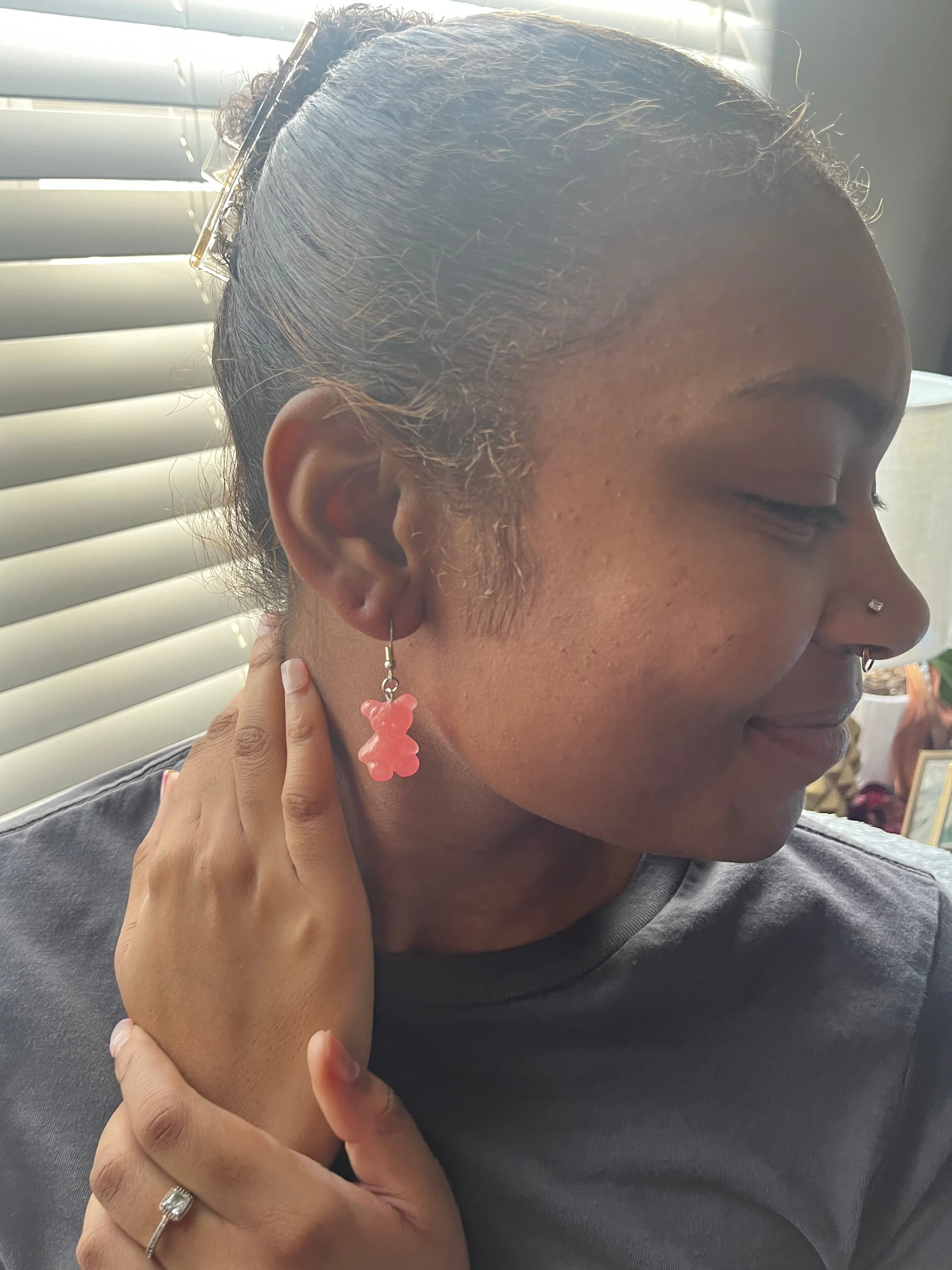 Pink Glow-in-the-Dark Gummy Bear Earrings