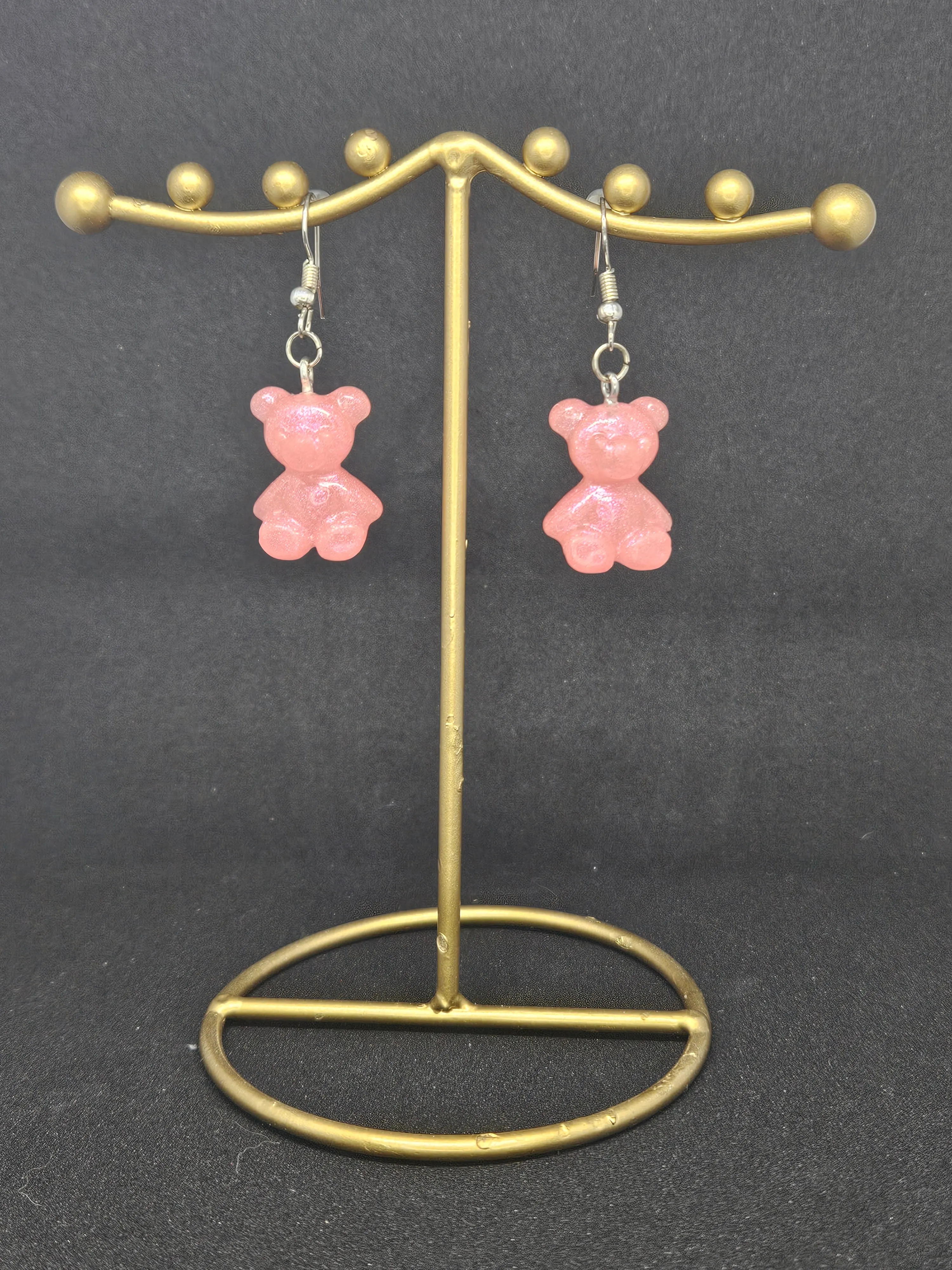 Pink Glow-in-the-Dark Gummy Bear Earrings
