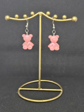 Pink Glow-in-the-Dark Gummy Bear Earrings