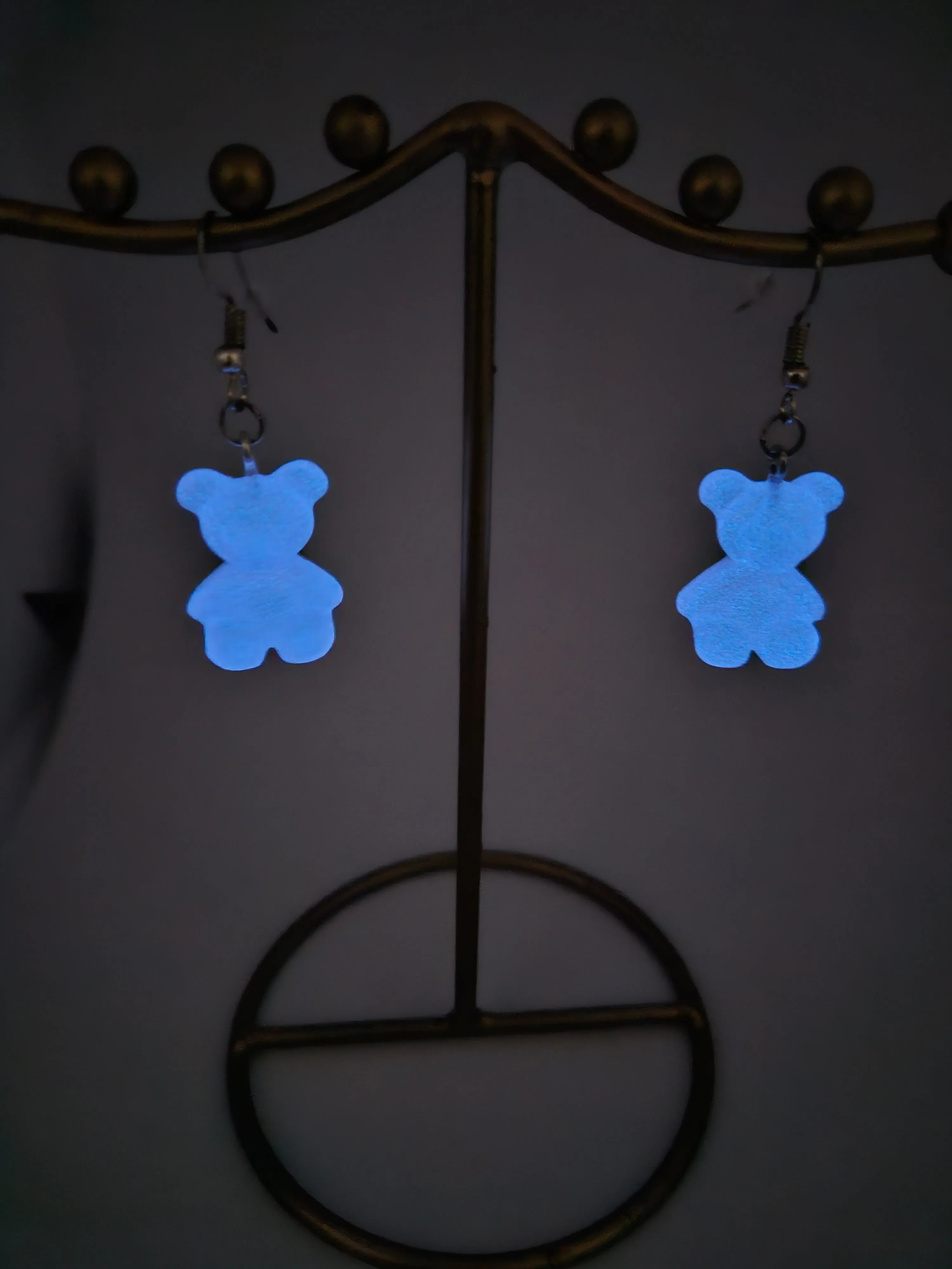 Pink Glow-in-the-Dark Gummy Bear Earrings