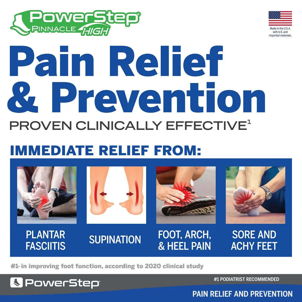 Powerstep Pinnacle High Insoles | Supination Inserts | One Pair
