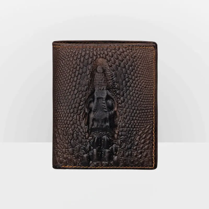 Real Leather Crocodile Engraved Wallet Retro Bifold Wallet