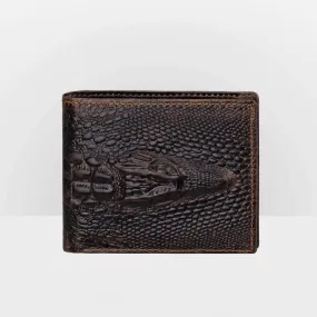 Real Leather Crocodile Engraved Wallet Retro Bifold Wallet