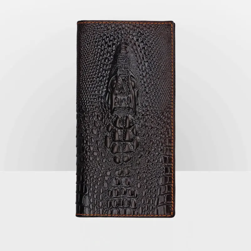 Real Leather Crocodile Engraved Wallet Retro Bifold Wallet