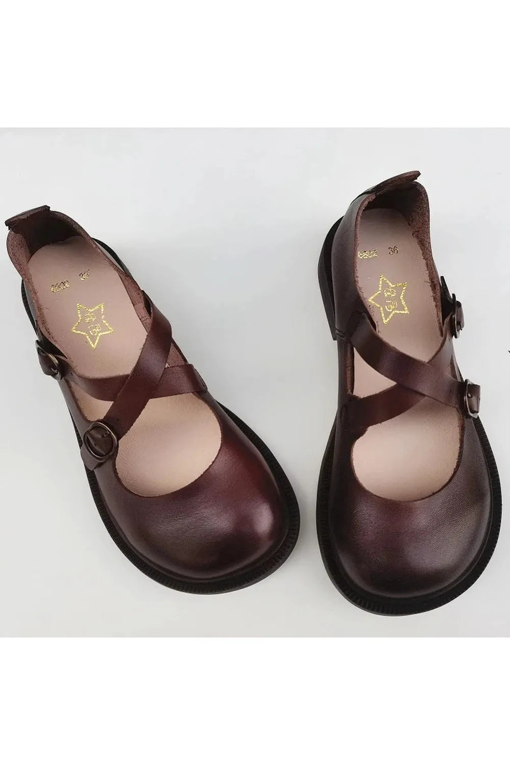 Retro Art Leather Flat Shoes