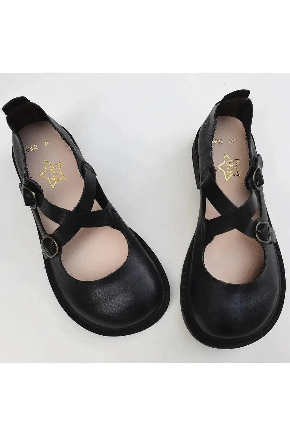 Retro Art Leather Flat Shoes