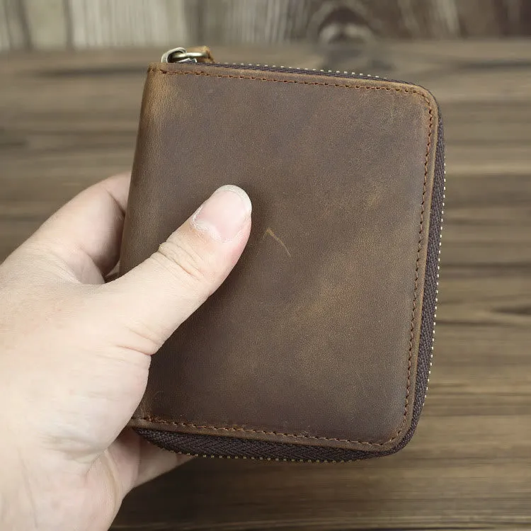 Retro Leather Wallet Multifunctional Small Zipper Purse For Men