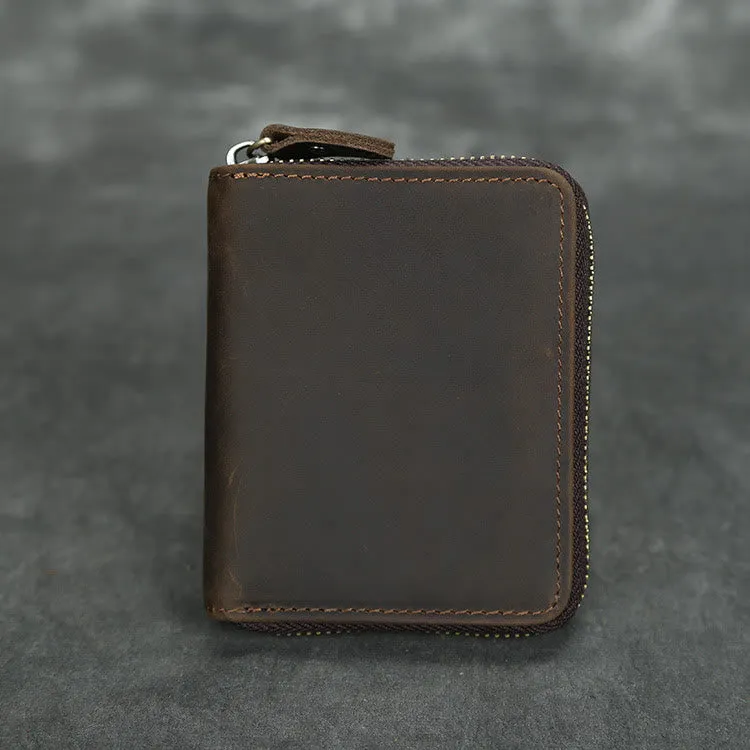 Retro Leather Wallet Multifunctional Small Zipper Purse For Men