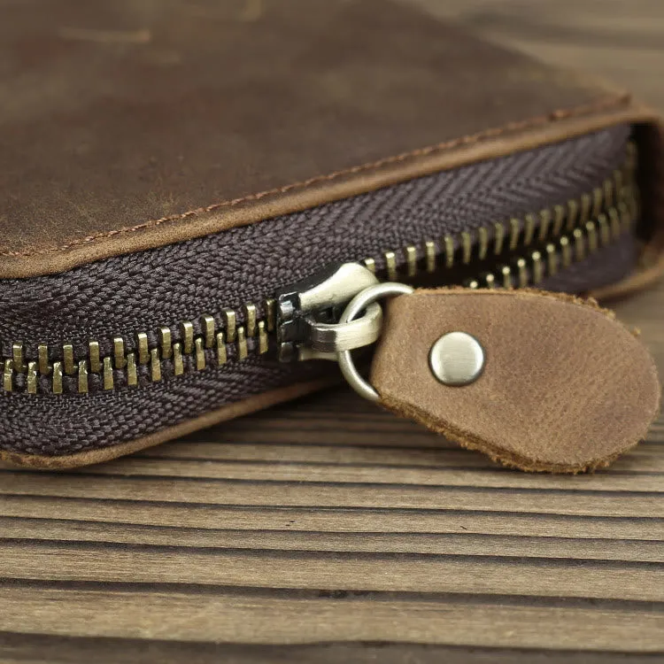 Retro Leather Wallet Multifunctional Small Zipper Purse For Men
