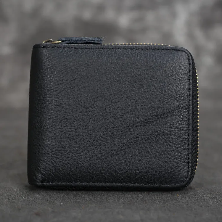 Retro Leather Wallet Multifunctional Small Zipper Purse For Men