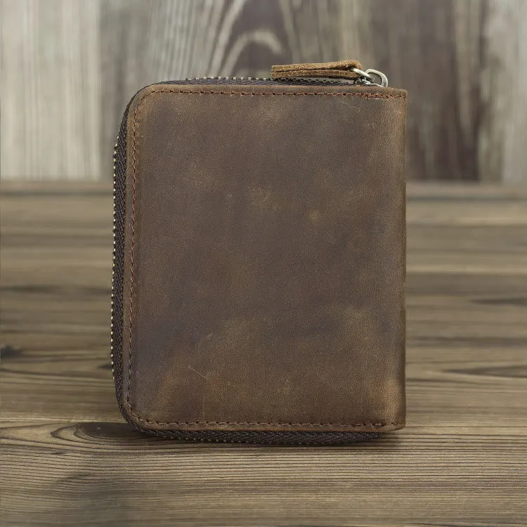 Retro Leather Wallet Multifunctional Small Zipper Purse For Men