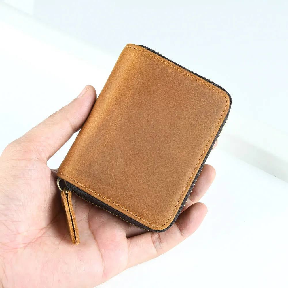Retro Short Wallet Genuine Leather Multiple Slots Organ Card Holder