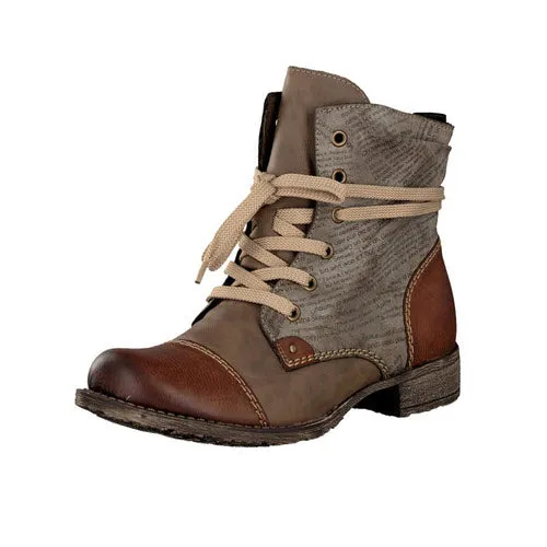 RIEKER LACE UP BOOTIE SHOW LOVER BRANDY - WOMENS
