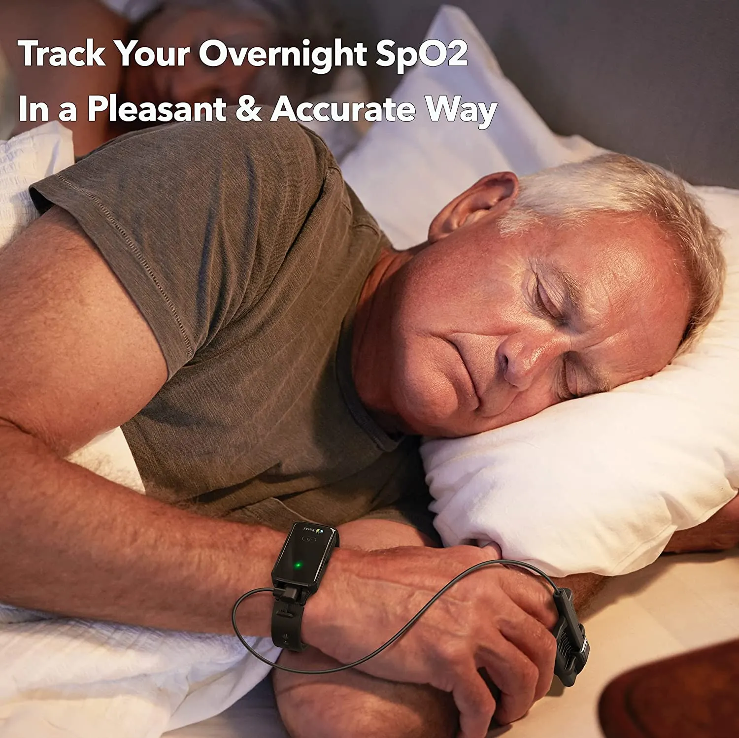 SleepO2 Wrist Pulse Oximeter with Silicone SpO2 Sensor | Bluetooth Sleep Oxygen Monitor Rechargeable for Continuous Blood Oxygen and Heart Rate Tracking | Free App with Overnight Report