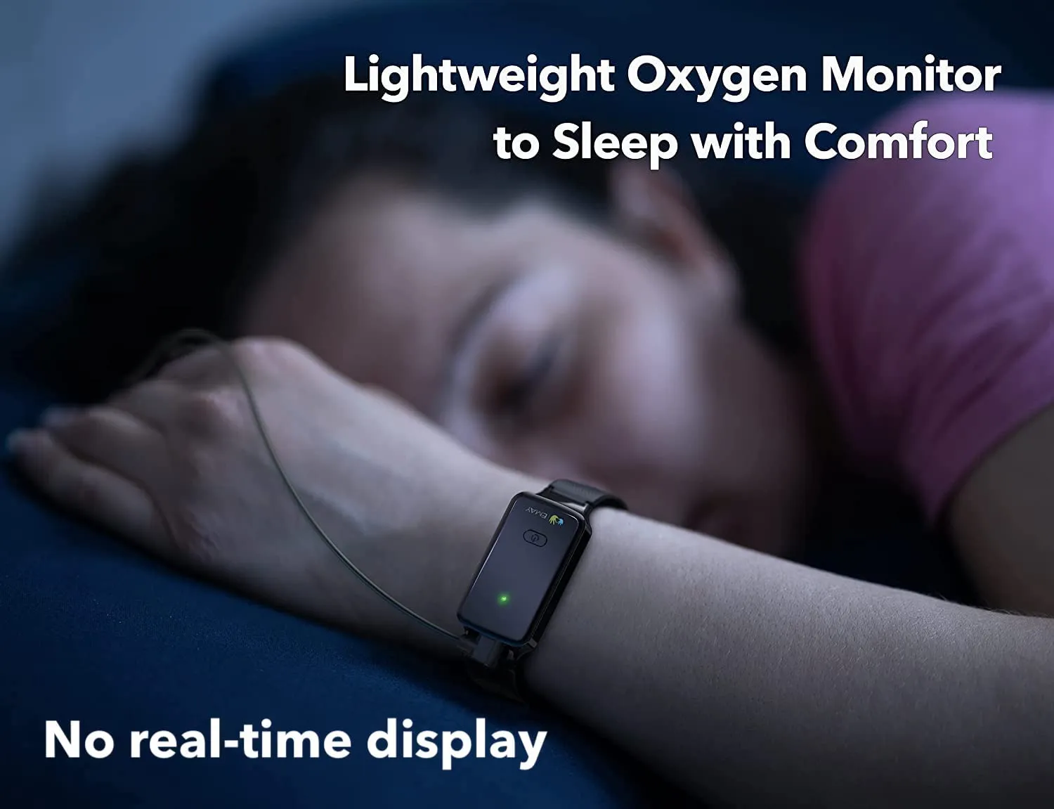 SleepO2 Wrist Pulse Oximeter with Silicone SpO2 Sensor | Bluetooth Sleep Oxygen Monitor Rechargeable for Continuous Blood Oxygen and Heart Rate Tracking | Free App with Overnight Report