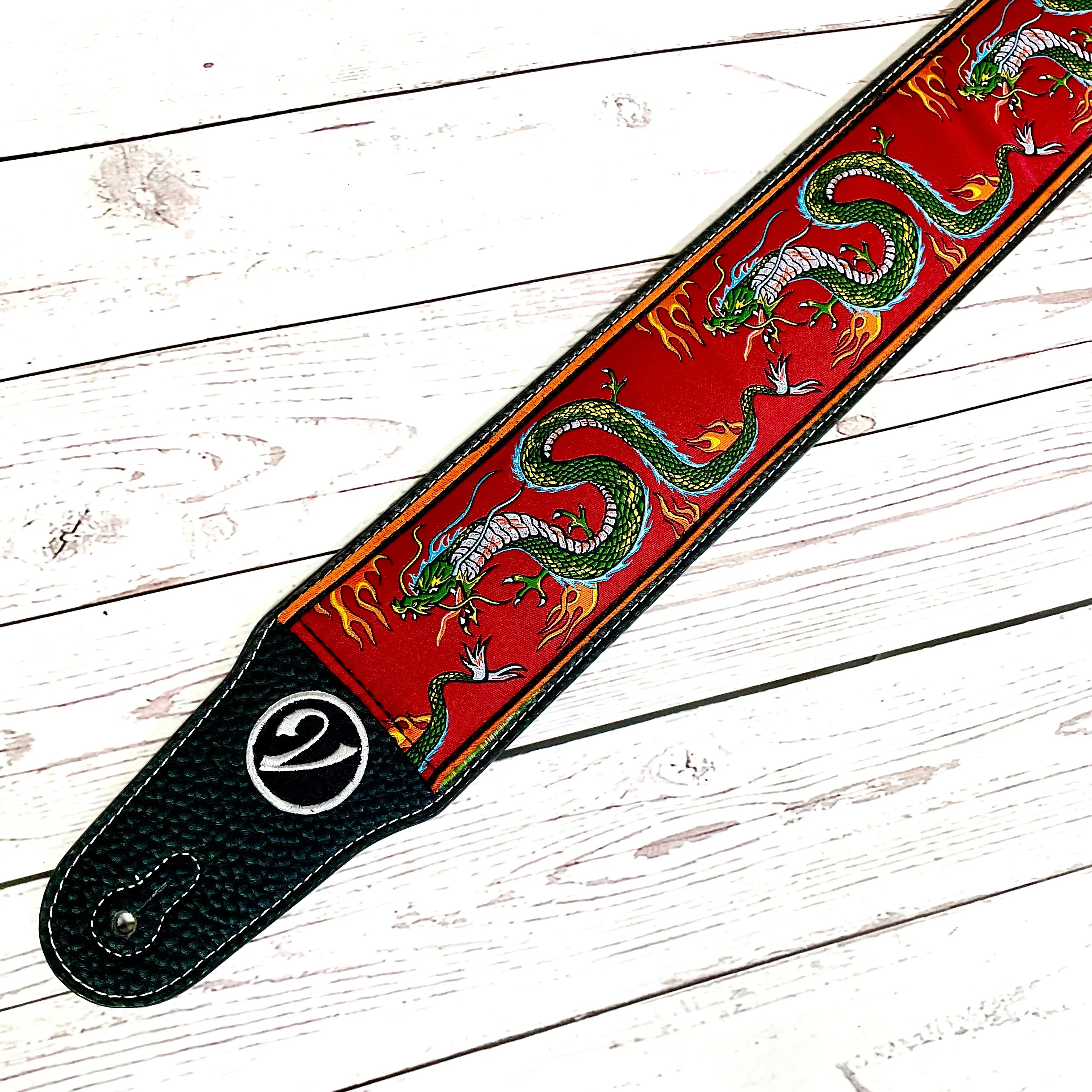 The Jimmy Page Dragon Suit Guitar Strap in Red- Vtar Vegan Guitar Straps