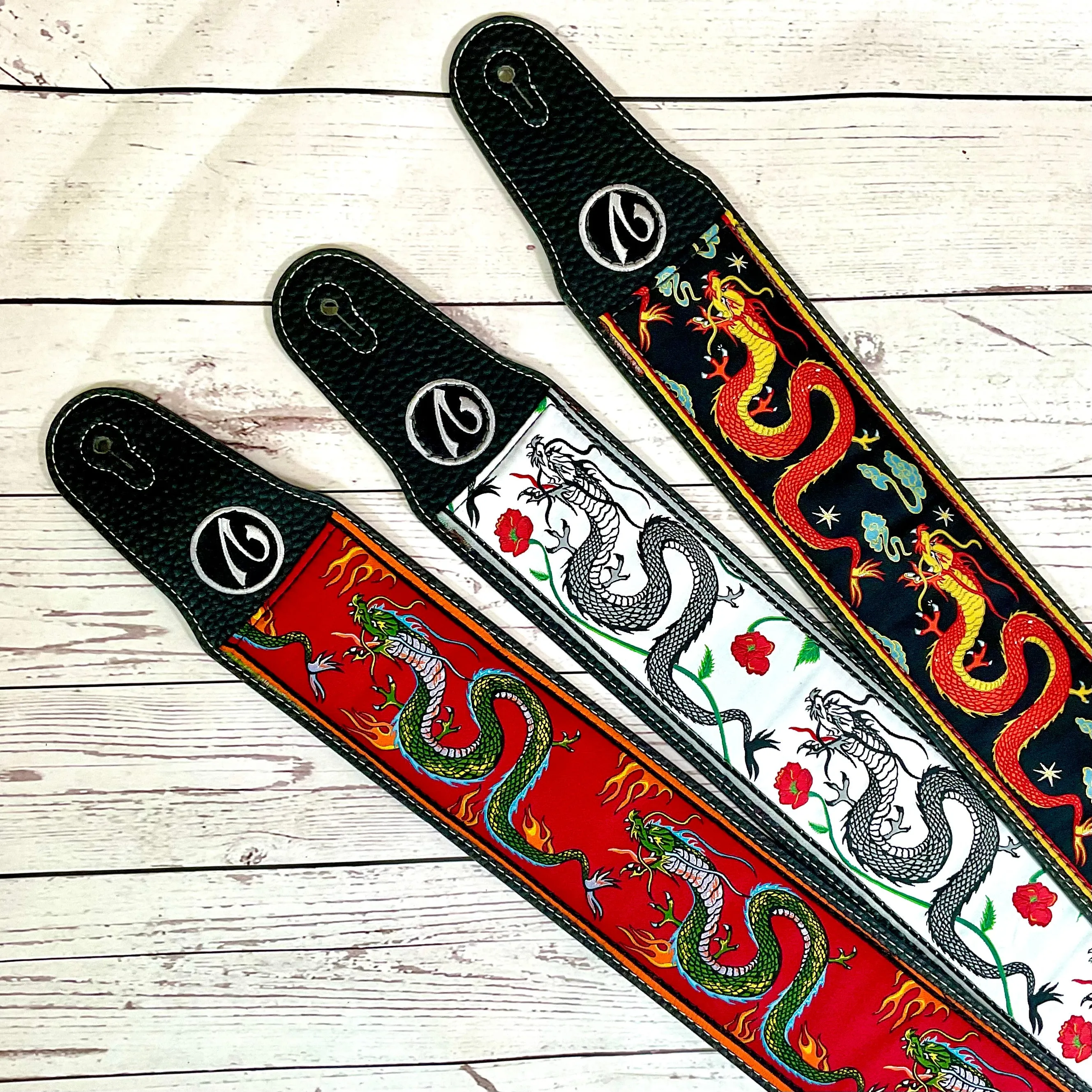 The Jimmy Page Dragon Suit Guitar Strap in Red- Vtar Vegan Guitar Straps